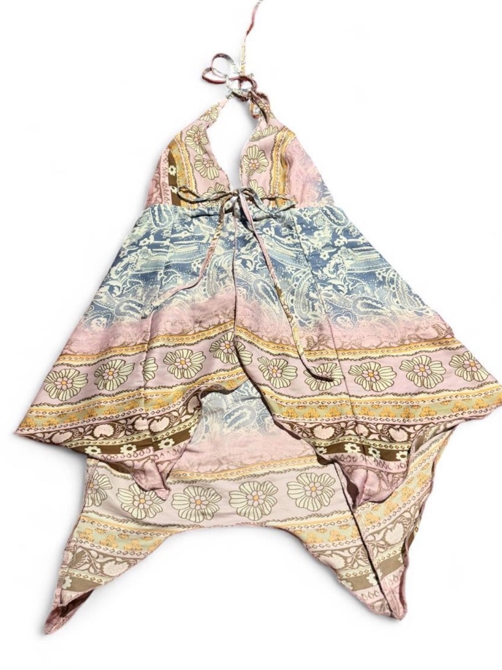 Urban Outfitters Pink, Blue & Cream Floral Halter Top